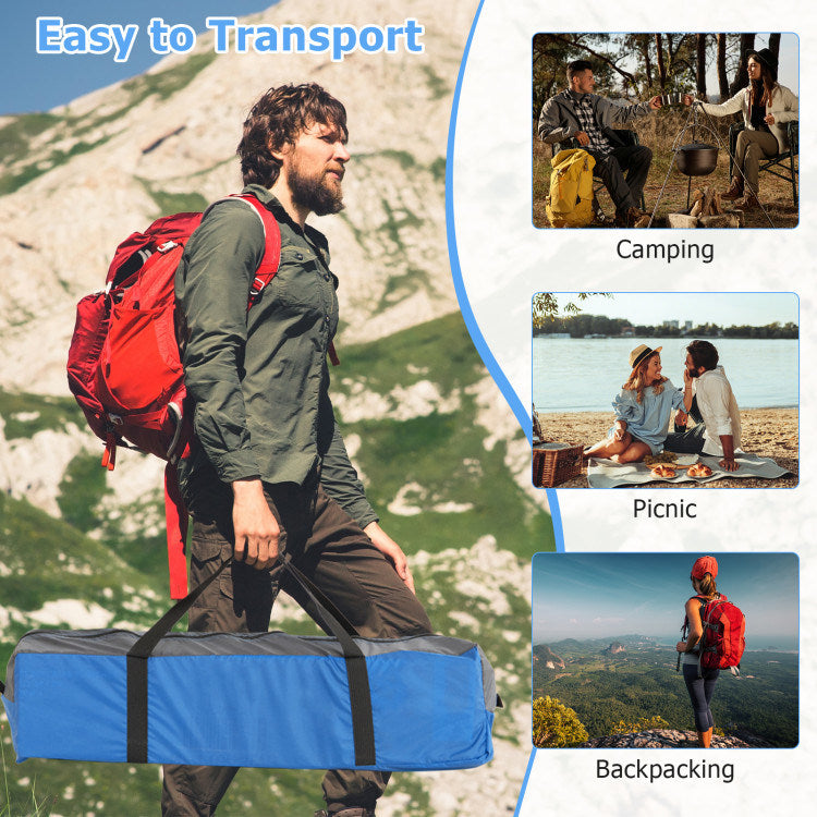 3 Person Outdoor Camping Tent With Removable Floor Mat For Camping Hiking Traveling Blue Mesh