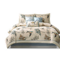 7 Piece Printed Cotton Twill Comforter Set Khaki Cal King California King Khaki Cotton