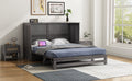 Queen Size Murphy Bed With Built In Charging Station, Antique Grey Box Spring Not Required Queen Antique Gray Wood Pine Wood