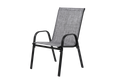 2 Piece Patio Chairs, Outdoor Camping Chairs Withtextilene Fabric, Set Of 2 Garden Chairs With Armrest High Backrest For Garden Patio Pool Beach Yard Space Saving Grey Grey Steel