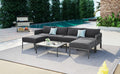 6 Pieces Aluminum Patio Furniture Set, Modern Metal Outdoor Conversation Set Sectional Sofa With Removable Olefin Extra Thick Cushions 5.9