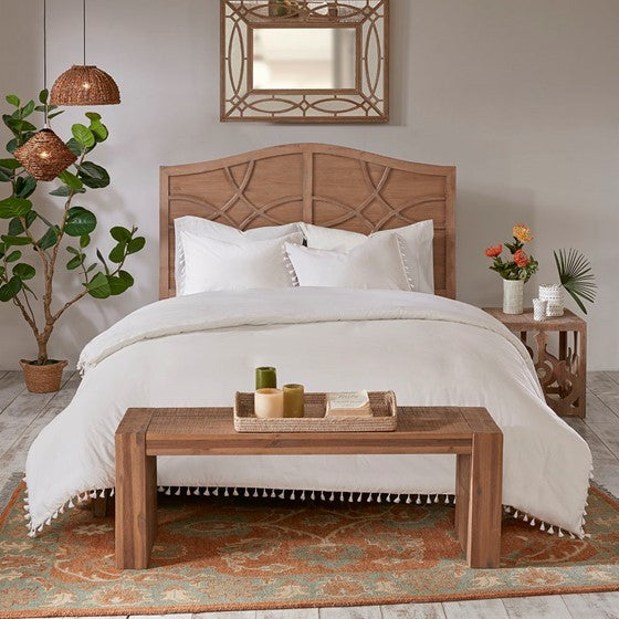 Cotton Duvet Cover Set Queen Ivory Polyester