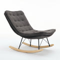 Lazy Rocking Chair,Comfortable Lounge Chair With Wide Backrest And Seat Wood Base, Upholstered Armless Rocker Chair For Living Room, Balcony,Bedroom And Patio Porch. Grey Cushion Iron Grey Primary Living Space Sponge Square Casual Rocking Chairs