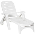 Outsunny Outdoor Chaise Lounge, 5 Level Adjustable Backrest Lounge Chair With Wheels, Folding Tanning Chair For Pool, Beach, Patio, Garden, White White Polypropylene