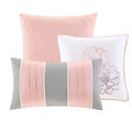 6 Piece Printed Cotton Quilt Set With Throw Pillows Grey Peach King Cal King King Grey Peach Polyester