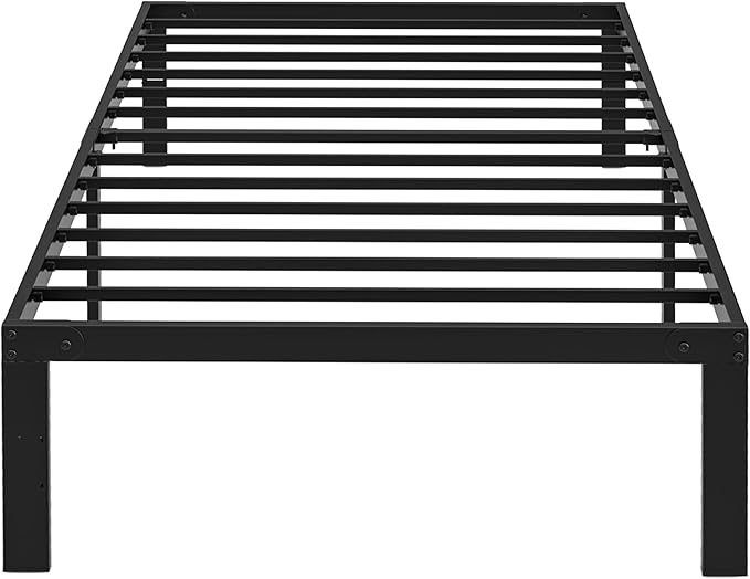 Twin Size Bed Frame, 14 Inch Platform Bed No Box Spring Needed, Sturdy Metal Bed Frame Twin Size, Storage Space Under The Bed Heavy Duty Frame Bed, Black Black Metal
