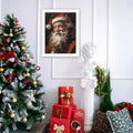 Papa Noel White Framed Wall Art For Living Room, Holiday Wall Art Print For Home Decor, Bedroom Wall Art By Jo Moulton Multicolor Wood Paper