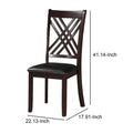 Dining Chair, Vegan Faux Leather, Cross Lattice, Set Of 2, Black Black Solid Wood
