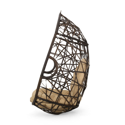 Marlin Hanging Egg Chair Basket Brown Pe Rattan Iron Waterproof Fabric