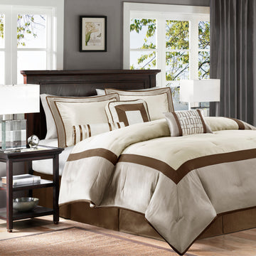 7 Piece Comforter Set Taupe Brown Queen Queen Taupe Brown Polyester