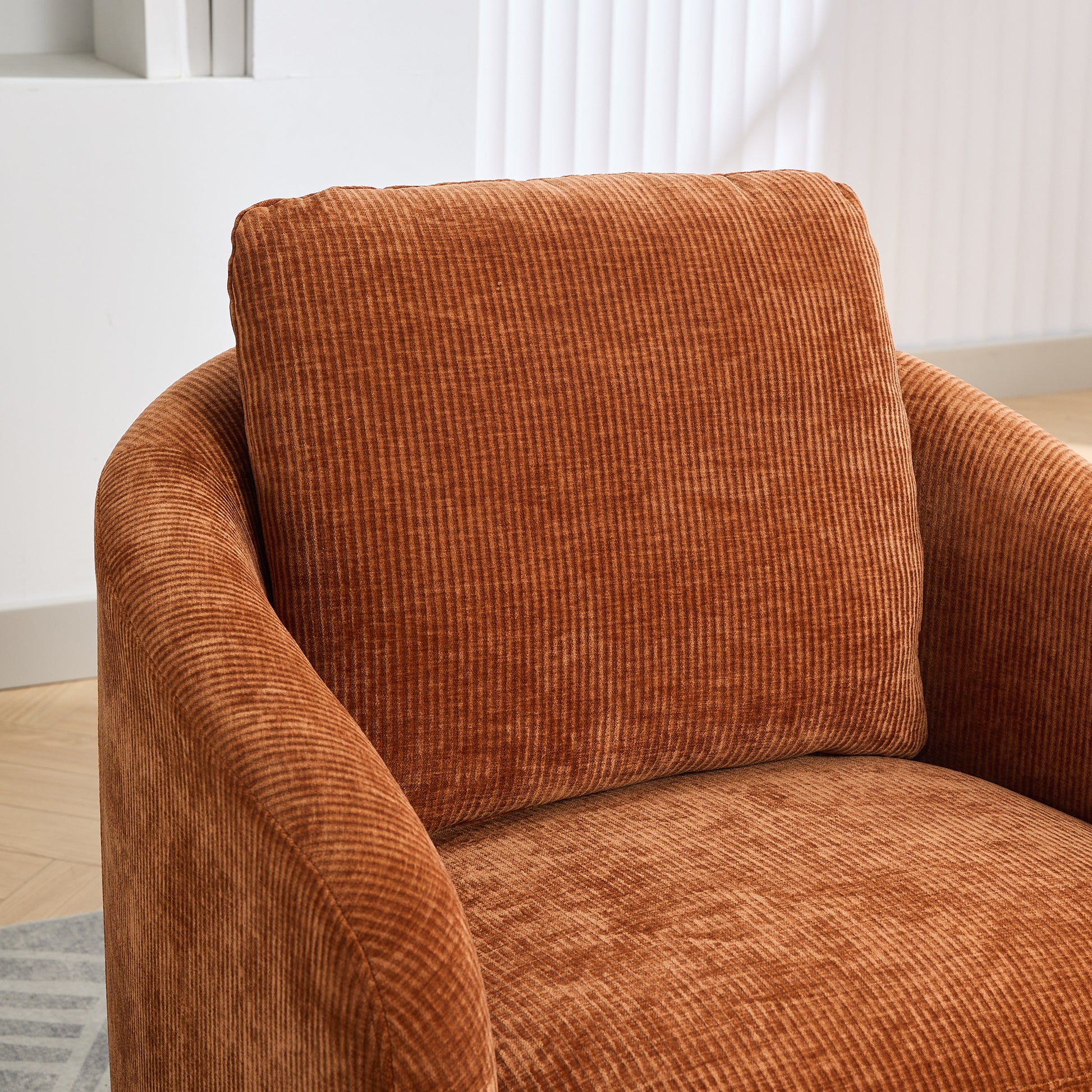 30.3"W Swivel Accent Barrel Chair And Comfy Round Accent Single Sofa Chair, 360 Degree Club Chair, Lounge Armchair For Living Room Bedroom Nursery.Caramel Caramel Chenille
