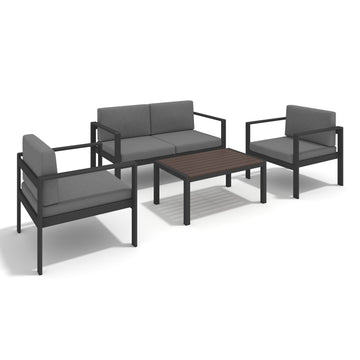 Aluminum Modern 4 Piece Sofa Seating Group For Patio Garden Outdoor Yes Complete Patio Set Black Mildew Resistant Frame Fade Resistant Cushion Garden & Outdoor Modern Complete Patio Sets Aluminium Aluminium