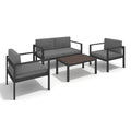 Aluminum Modern 4 Piece Sofa Seating Group For Patio Garden Outdoor Yes Complete Patio Set Black Mildew Resistant Frame Fade Resistant Cushion Garden & Outdoor Modern Complete Patio Sets Aluminium Aluminium