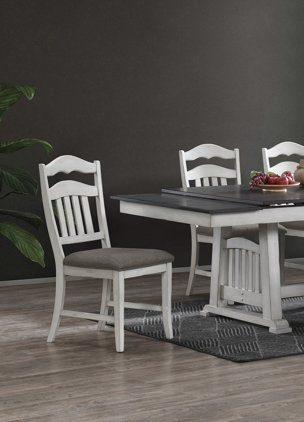 Contemporary Antique White Side Chairs Upholstered Cushion Seat Ladder Back 2Pc Dining Chairs Antique White Dining Room Foam Classic,Contemporary,Modern Dining Chairs Rubberwood Ladder Back Set Of 2