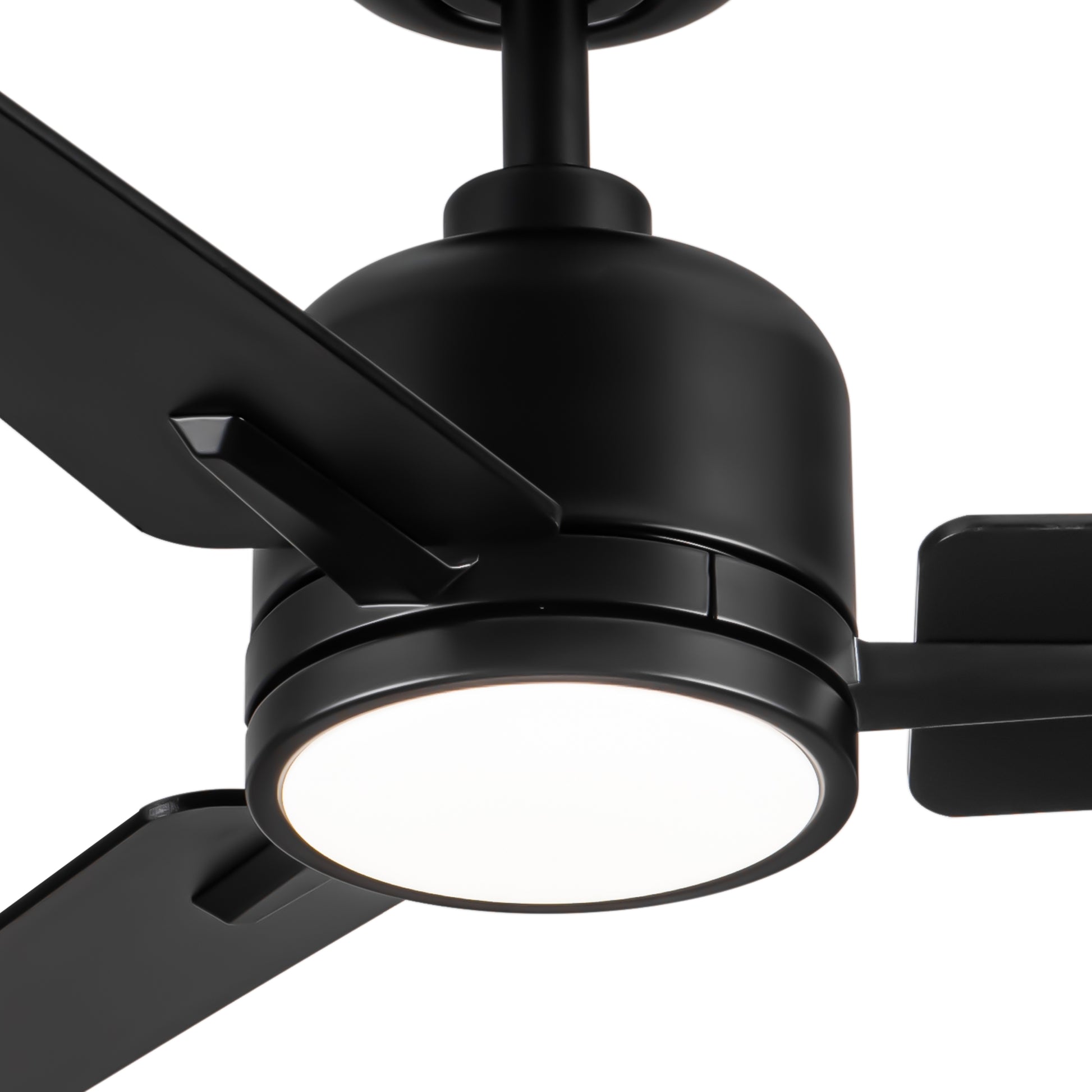 48" Black Lowe Profile Ceiling Fan With Light Black Plywood