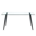 1 Table And 4 Chairs. Rectangular Table, Transparent Tempered Glass Tabletop, And Black Metal Table Legs. Paired With 4 Black Metal Leg Chairs. Dt 1544 Tw 1200 Transparent Seats 4 Glass Metal