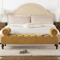 Lewis Bolster Arm Entryway Bench, Gold Velvet Yellow Foam Velvet
