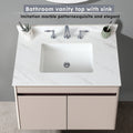 37 Inch Marble Vanity Top, White Vanity Top With Pre Drilled Faucet Holes, Bathroom Vanity Top With Undermount Rectangular Middle Sink And 4