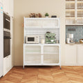 Kitchen Pantry Cabinet, Tall Storage Cabinet With Glass Doors & Adjustable Shelves, Cabinet Cupboard For Kitchen, Living Room, Dinning Room, White White Kitchen Modern Glass Doors Steel