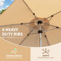 7.5Ft Patio Umbrella, Outdoor Table Umbrella With Push Button Tilt And Crank, Uv Protection Waterproof Market Sun Umbrella With 6 Sturdy Ribs For Garden, Deck, Backyard, Pool Beige Beige Round Uv Resistant Umbrellas Aluminium