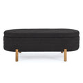 Ottoman Oval Storage Bench,Rubber Wood Leg,Black 46.