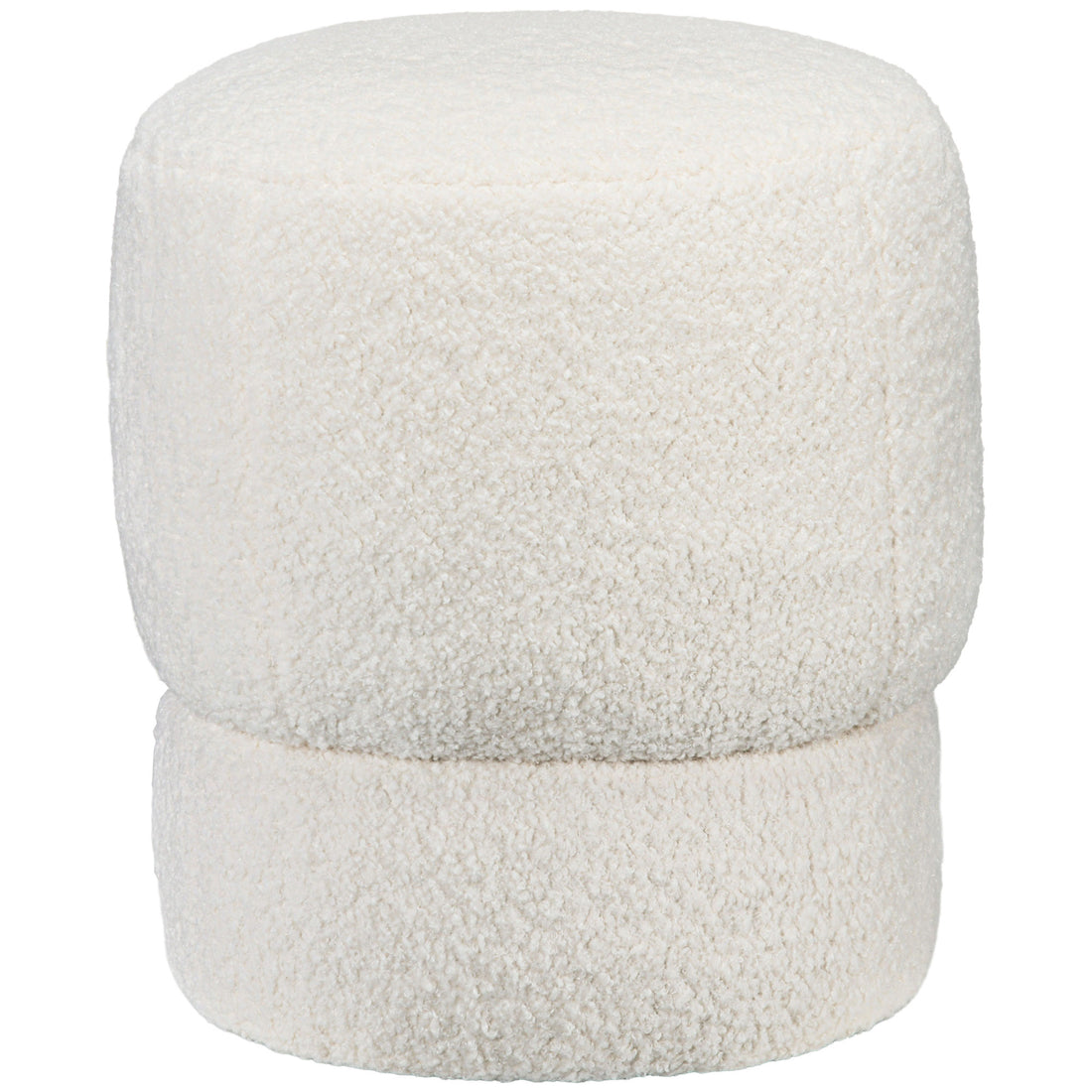 Homcom Modern Round Ottoman, Teddy Fleece Fabric Upholstered Foot Stool With Padded Seat For Living Room, Entryway, White Cream White Polyester