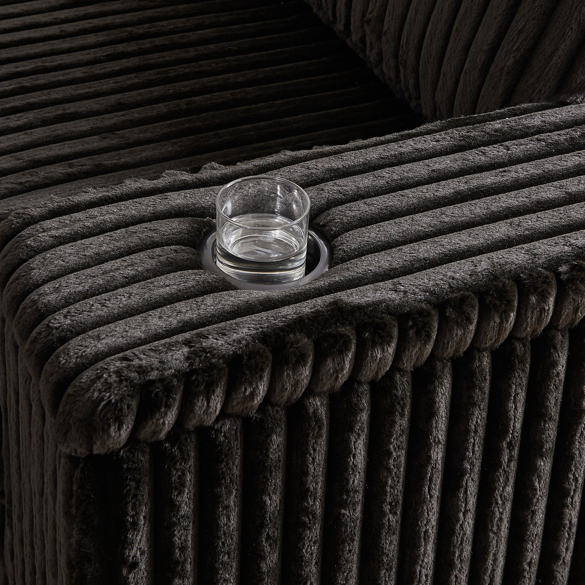 110 Inch Oversized Corduroy Corner Sofa,L Shaped Corner Couch With Two Storage Spaces,Usb Port & T Pyce Port And Cup Holderdeep Seat Comfy Upholstered Couches For Living Room Not Freely Combinable Black Corduroy 5 Seat