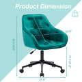 Elegent Velvet Office Chair With Wheels, Makeup Vanity Chair Height Adjustable For Teens Women Girls, Comfy Swivel Modern Leisure Armchair For Home Office, Bedroom, Study And Vanity. Green Green Primary Living Space Luxury,Modern Foam Iron