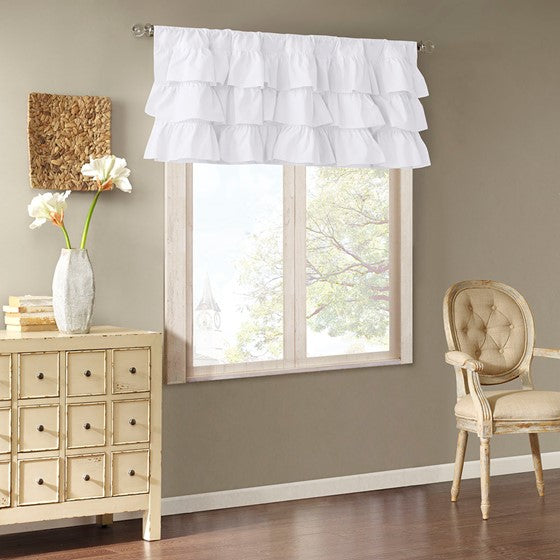 Cotton Oversized Ruffle Valance White 50X18" White Cotton