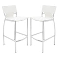 Illa 26 Inch Counter Height Chair, Set Of 2, Chrome Base, Vegan Leather, White White Metal