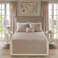4 Piece Cotton Reversible Tailored Bedspread Set Khaki Queen Queen Khaki Cotton