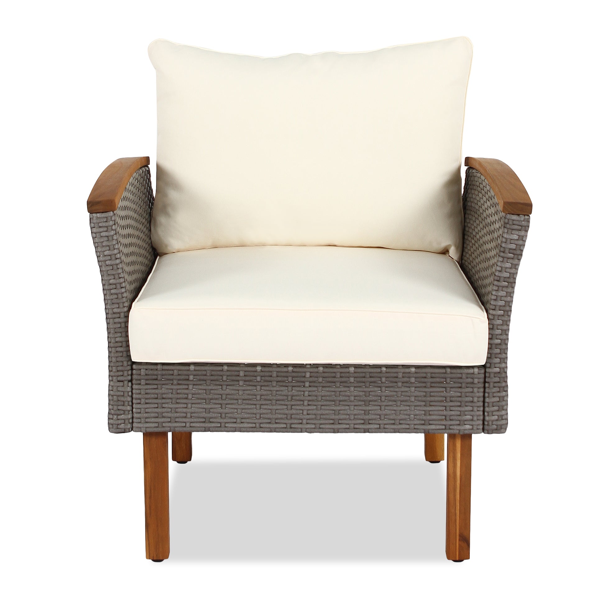 9 Piece Patio Rattan Furniture Set, Outdoor Conversation Set With Acacia Wood Legs And Tabletop, Pe Rattan Sectional Sofa Set With Coffee Table, Washable Cushion, Beige Yes Beige Garden & Outdoor Complete Patio Sets Foam Wicker