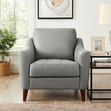 Ersa Leather Chair Silver Grey Memory Foam Genuine Leather