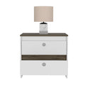 Lily Nightstand, Two Drawers, Superior Top Multicolor 2 Drawers Bedroom Bedside Cabinet Contemporary Melamine Engineered Wood