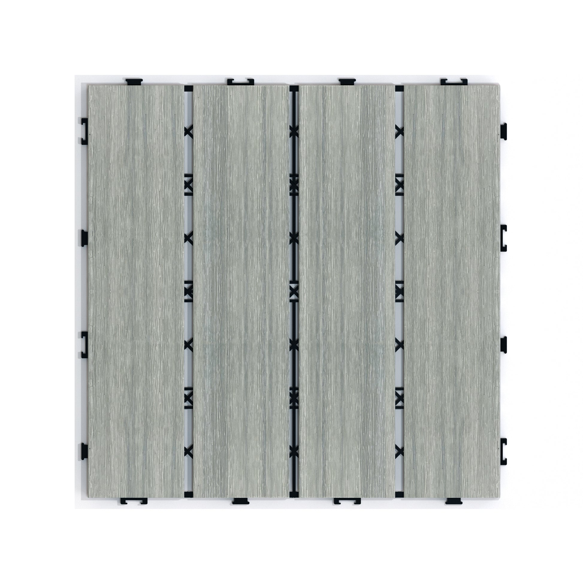 Patio Floor Tiles Pack Of 11 Wpc Wood Plastic Composite Patio Deck Tiles Diy Interlocking Decking Tiles, Quick Deck Floor Tile, Court Tile, Water Resistant Indoor Outdoor 11.8" Skygrey Light Gray Plastic