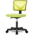 Low Back Mesh Armless Office Chair,Swivel Rolling Computer Chair No Arms With Lumbar Support, Green Green Metal