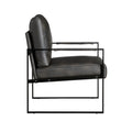 Modern Accent Chair Cushioned Seat Dark Gray Faux Leather Upholstery Black Metal Frame 1Pc Style Comfort Durability Elegance Look Dark Gray Primary Living Space Industrial,Mid Century Modern,Modern