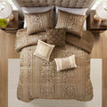 6 Piece Jacquard Comforter Set With Throw Pillows King Cal King Multicolor Polyester