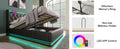 Full Size Upholstered Bed, 360 Surround Led Function, Buttons Apps Remote Control, Hydraulic Storage Bed With Usb Type C Charging, Black,Pu Without Mattress Full Black Pu