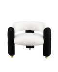 Accent Chair Black White Fabric