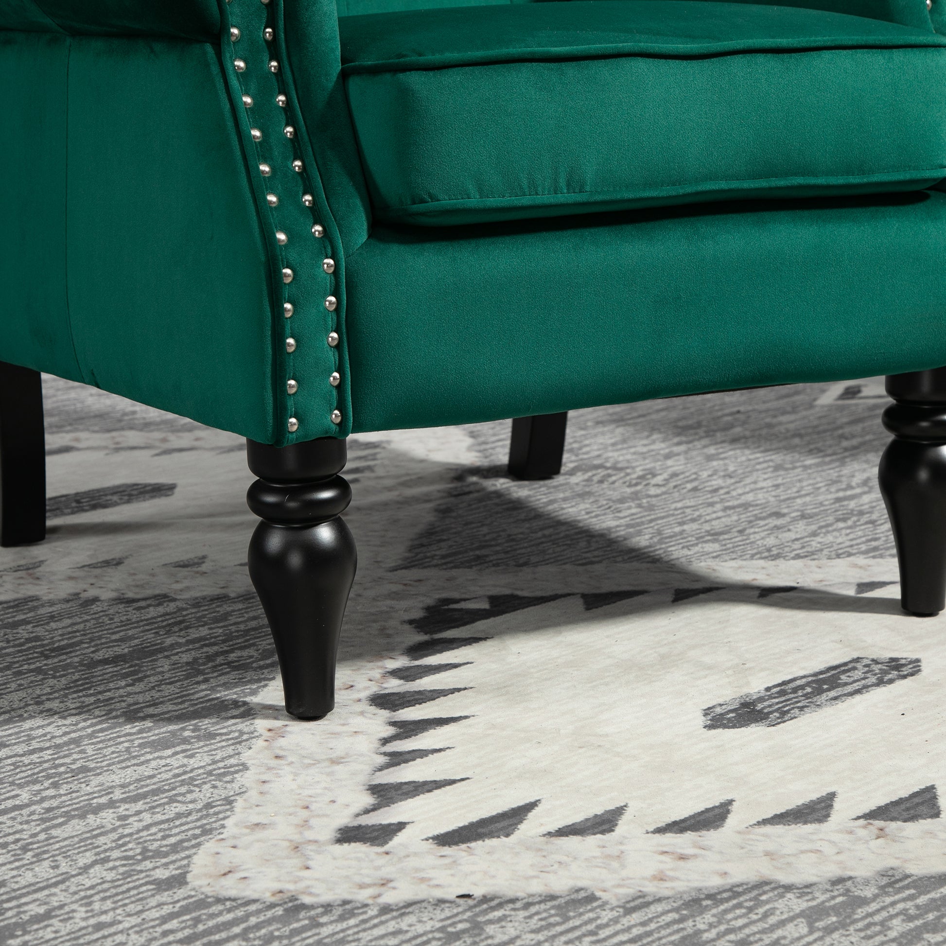 Coolmore Wood Frame Armchair, Modern Accent Chair Lounge Chair With Sturdy Wood Legs For Living Room Bedroom Green Green Primary Living Space Foam Velvet