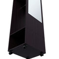 Black 3 Shelf Wardrobe With Mirror And Open Storage Black Particle Board Melamine