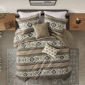 5 Piece Stripe Herringbone Comforter Set With Throw Pillows Brown Full Queen Brown Polyester
