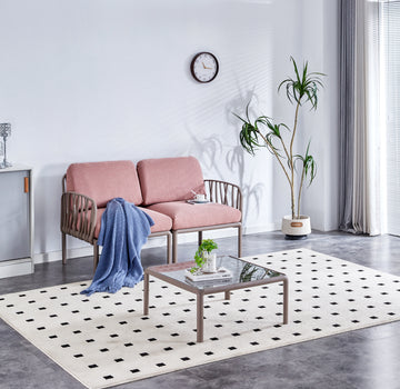 Patio Indoor Outdoor Garden Twin Sofa Armchairs Plastic With Soft Cushion Weather Waterproof Chair Sectional Furniture For Balcony Garden Pool Lawn Backyard Morden Design Sitting Room Seat Sofa Pink Fabric Plastic