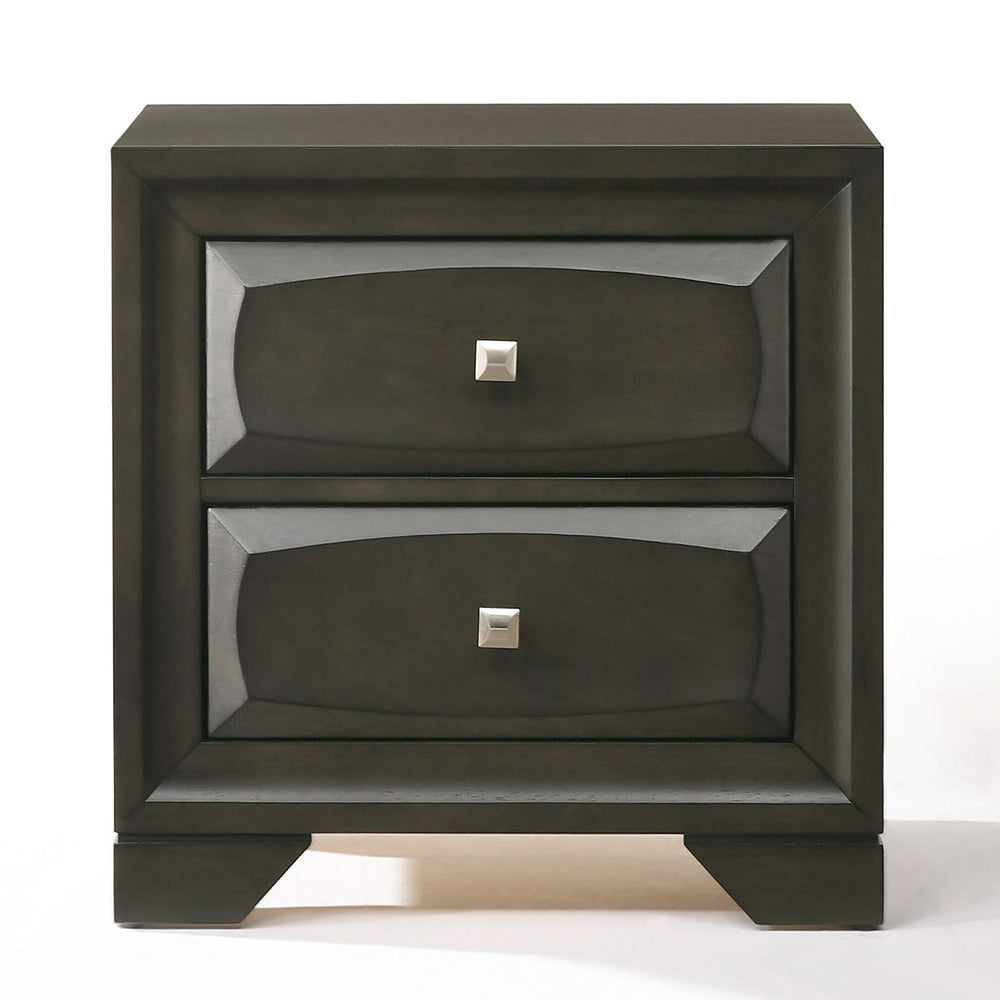 Antique Grey Nightstand With 2 Drawer Grey 2 Drawers Bedroom Rectangle Rubberwood Drawers Wood
