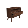 Ian 28 Inch 2 Drawer Nightstand, Open Cubby, Mahogany Wood, Walnut Brown Brown Wood