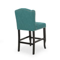 Vienna Contemporary Fabric Tufted Wingback 27 Inch Counter Stools, Set Of 2, Teal And Dark Brown Teal Fabric