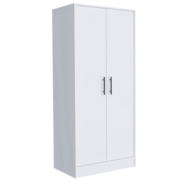Ambery 180 Armoire, Two Shelves, Double Door, Metal Rod, One Drawer White White Bedroom Modern Particle Board Particle Board