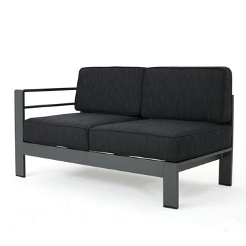 Cape Coral Outdoor Aluminum Sectional Sofa Set Dark Gray Aluminium