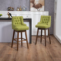 Coolmore Bar Stools Set Of 2 Counter Height Chairs With Footrest For Kitchen, Dining Room And 360 Degree Solid Wood Legs Swivel Bar Stools Set Of 2 Olive Linen Olive Foam Linen
